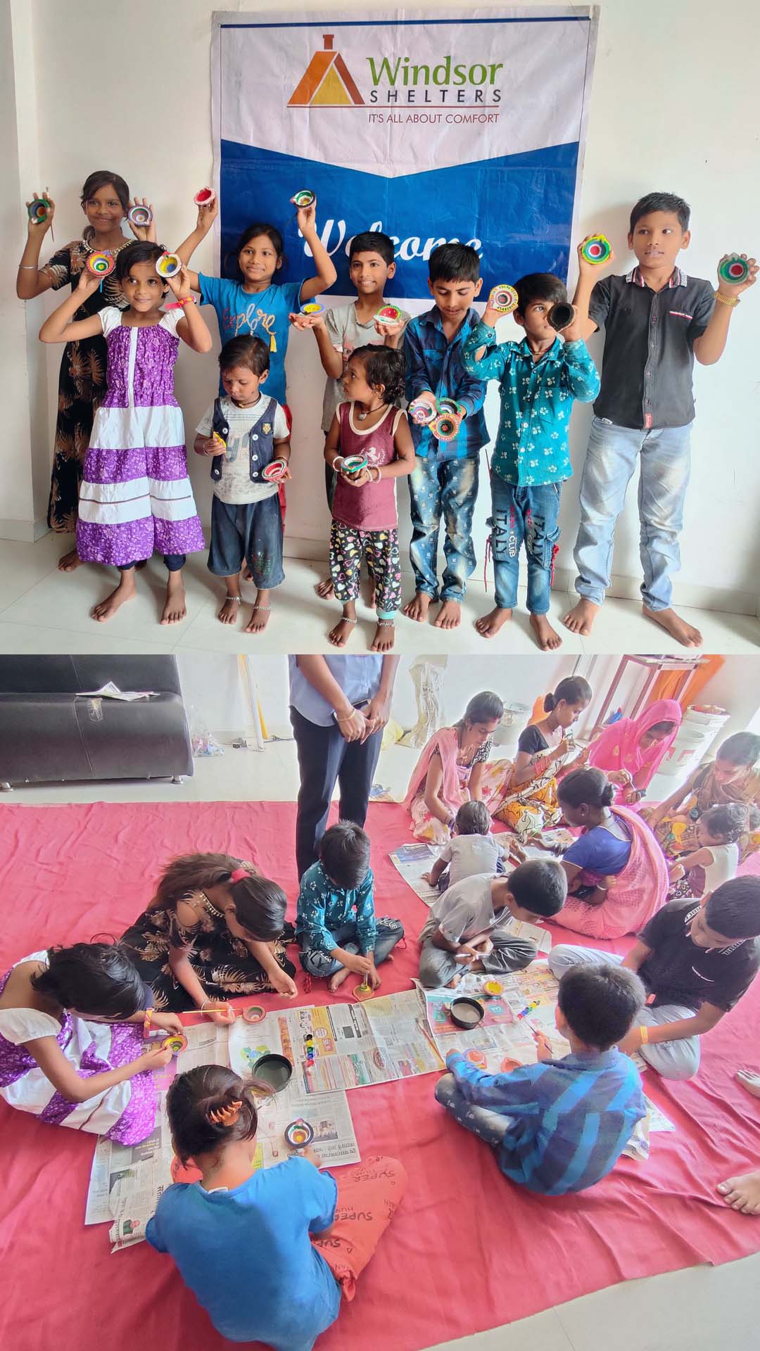 Diya Painting Activity for labour's children